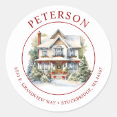 フェスティバルクリスマスニューホーム差出人住所ラベル ラウンドシール (正面)