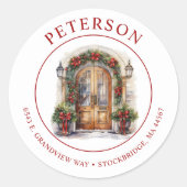 フェスティバルクリスマスニューホーム差出人住所ラベル ラウンドシール (正面)