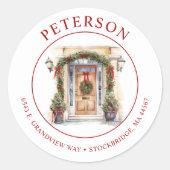 フェスティバルクリスマスニューホーム差出人住所ラベル ラウンドシール (正面)