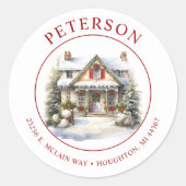 フェスティバルクリスマスニューホーム差出人住所ラベル ラウンドシール (正面)