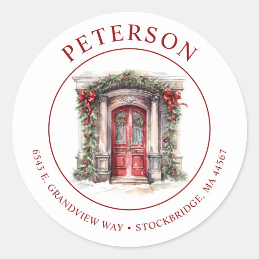 フェスティバルクリスマスニューホーム差出人住所ラベル ラウンドシール (正面)