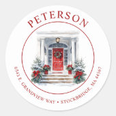 フェスティバルクリスマスニューホーム差出人住所ラベル ラウンドシール (正面)