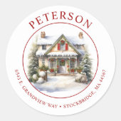 フェスティバルクリスマスニューホーム差出人住所ラベル ラウンドシール (正面)