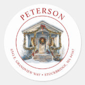 フェスティバルクリスマスニューホーム差出人住所ラベル ラウンドシール (正面)