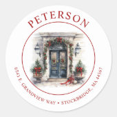 フェスティバルクリスマスニューホーム差出人住所ラベル ラウンドシール (正面)