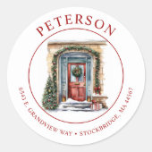 フェスティバルクリスマスニューホーム差出人住所ラベル ラウンドシール (正面)