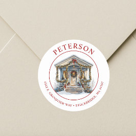 フェスティバルクリスマスニューホーム差出人住所ラベル ラウンドシール