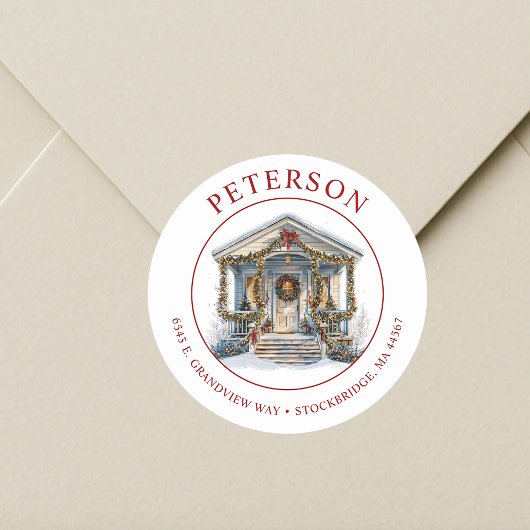 フェスティバルクリスマスニューホーム差出人住所ラベル ラウンドシール