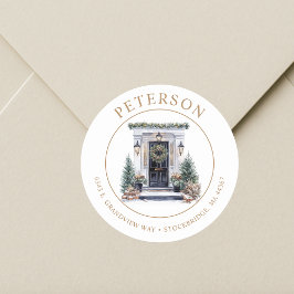 フェスティバルクリスマスニューホーム差出人住所ラベル ラウンドシール