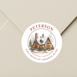 フェスティバルクリスマスニューホーム差出人住所ラベル ラウンドシール