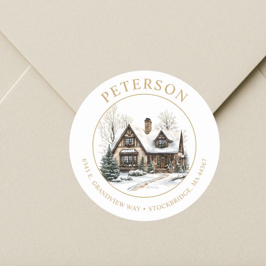 フェスティバルクリスマスニューホーム差出人住所ラベル ラウンドシール