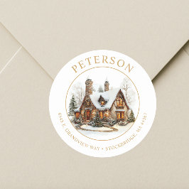 フェスティバルクリスマスニューホーム差出人住所ラベル ラウンドシール