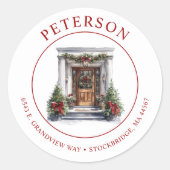 フェスティバルクリスマスニューホーム差出人住所ラベル ラウンドシール (正面)