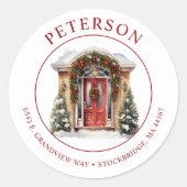 フェスティバルクリスマスニューホーム差出人住所ラベル ラウンドシール (正面)