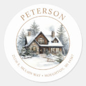 フェスティバルクリスマスニューホーム差出人住所ラベル ラウンドシール (正面)