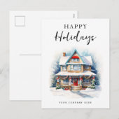 フェスティバルクリスマスハッピーホリデーズウォーターカラーハウス シーズンポストカード (正面/裏面)