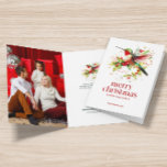 フェスティバルクリスマスハミングバカスタムードフォト カード<br><div class="desc">クリスマスのハミングバードと休日の花、赤いメリークリスマスのタイポグラフィ、パーソナライズ可能な文字、およびカスタム写真。</div>