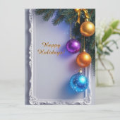 フェスティバルクリスマスバウブルと松の枝 カード (スタンド正面)