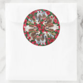 フェスティバルクリスマスバセットハウンドスティッカー ラウンドシール (バッグ)