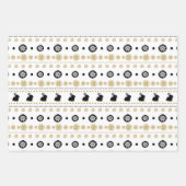 フェスティバルクリスマスバニーのタイル模様 ラッピングペーパーシート (正面3)