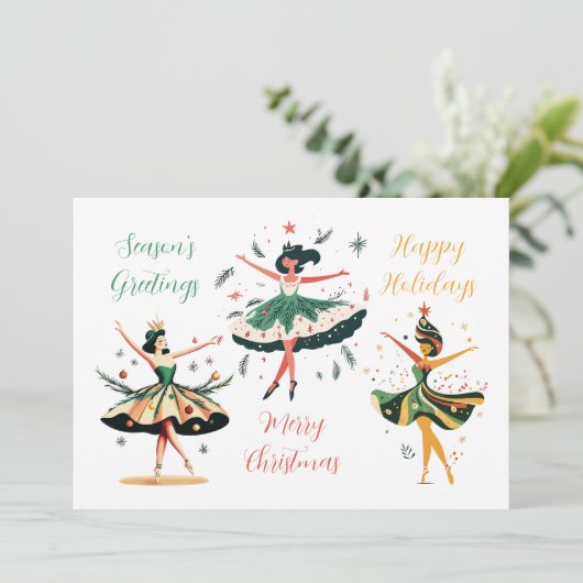 フェスティバルクリスマスバレリーナスフラットホリデーカード シーズンカード (スタンド正面)