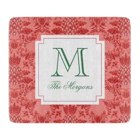 フェスティバルクリスマスパイナップルオーナメントモノグラム カッティングボード (正面)