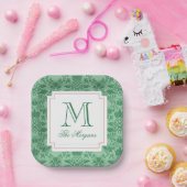 フェスティバルクリスマスパイナップルオーナメントモノグラム ペーパープレート (パーティー)