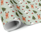 フェスティバルクリスマスパターンとクリスマスツリー ラッピングペーパー (ロールコーナー)