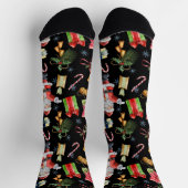 フェスティバルクリスマスパターンとサンタキャンディーキャン ソックス (上部)