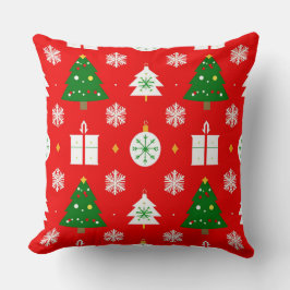 フェスティバルクリスマスパターンと木、雪片 クッション
