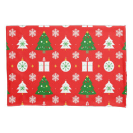 フェスティバルクリスマスパターンと木、雪片 枕カバー