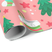 フェスティバルクリスマスパターンの星のストッキングツリー ラッピングペーパー (ロールコーナー)