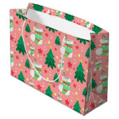 フェスティバルクリスマスパターンの星のストッキングツリー ラージペーパーバッグ (裏面アングル)