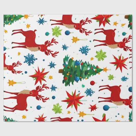 フェスティバルクリスマスパターンデジタルアート ラッピングペーパー (フラット)