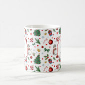 フェスティバルクリスマスパターンファミリー名メリークリスマス コーヒーマグカップ (中央)