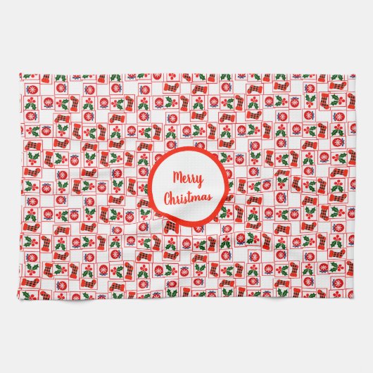 フェスティバルクリスマスパターン キッチンタオル (横)