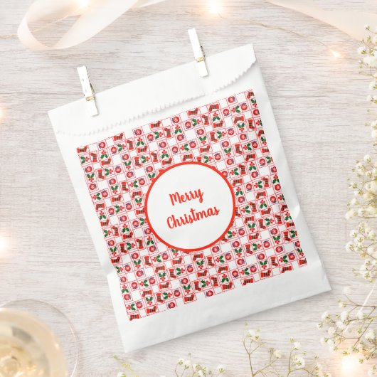 フェスティバルクリスマスパターン フェイバーバッグ (クリップ留めされた状態)
