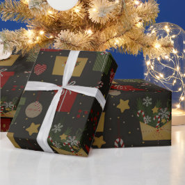 フェスティバルクリスマスパターン ラッピングペーパー