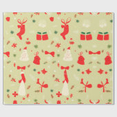 フェスティバルクリスマスパターンin赤とクリーム ラッピングペーパー (フラット)
