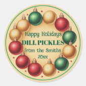 フェスティバルクリスマスパーソナライズされたカスタムラベルホリデイ ラウンドシール (正面)