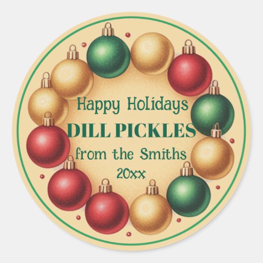 フェスティバルクリスマスパーソナライズされたカスタムラベルホリデイ ラウンドシール (正面)