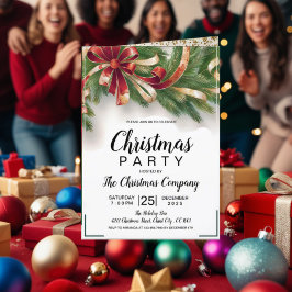 フェスティバルクリスマスパーティの招待状カード – 金ゴールドホーン 招待状