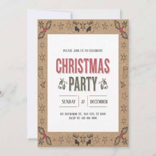フェスティバルクリスマスパーティの招待状 招待状 (正面)