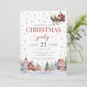 フェスティバルクリスマスパーティーサンタそりの招待 招待状 (スタンド正面)