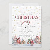 フェスティバルクリスマスパーティーサンタレッド金ゴールド招待 招待状 (正面)