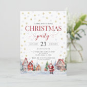 フェスティバルクリスマスパーティーサンタレッド金ゴールド招待 招待状 (スタンド正面)