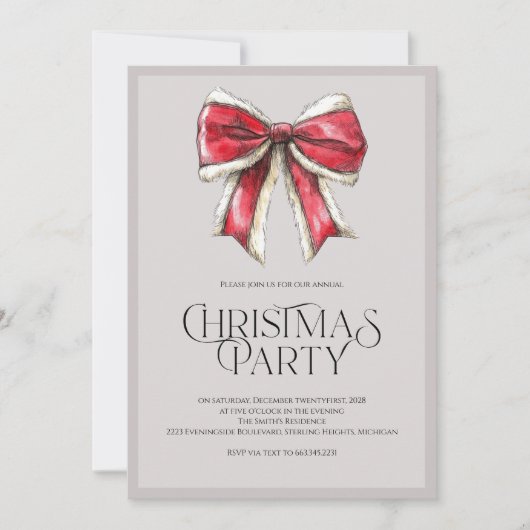 フェスティバルクリスマスパーティー招待状とサンタボウ シーズンカード (正面)