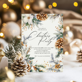 フェスティバルクリスマスパーティー招待状 | 水彩リース 招待状