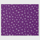 フェスティバルクリスマスパープル&ホワイトスノーフレーク ラッピングペーパー (フラット)
