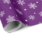 フェスティバルクリスマスパープル&ホワイトスノーフレーク ラッピングペーパー (ロールコーナー)
